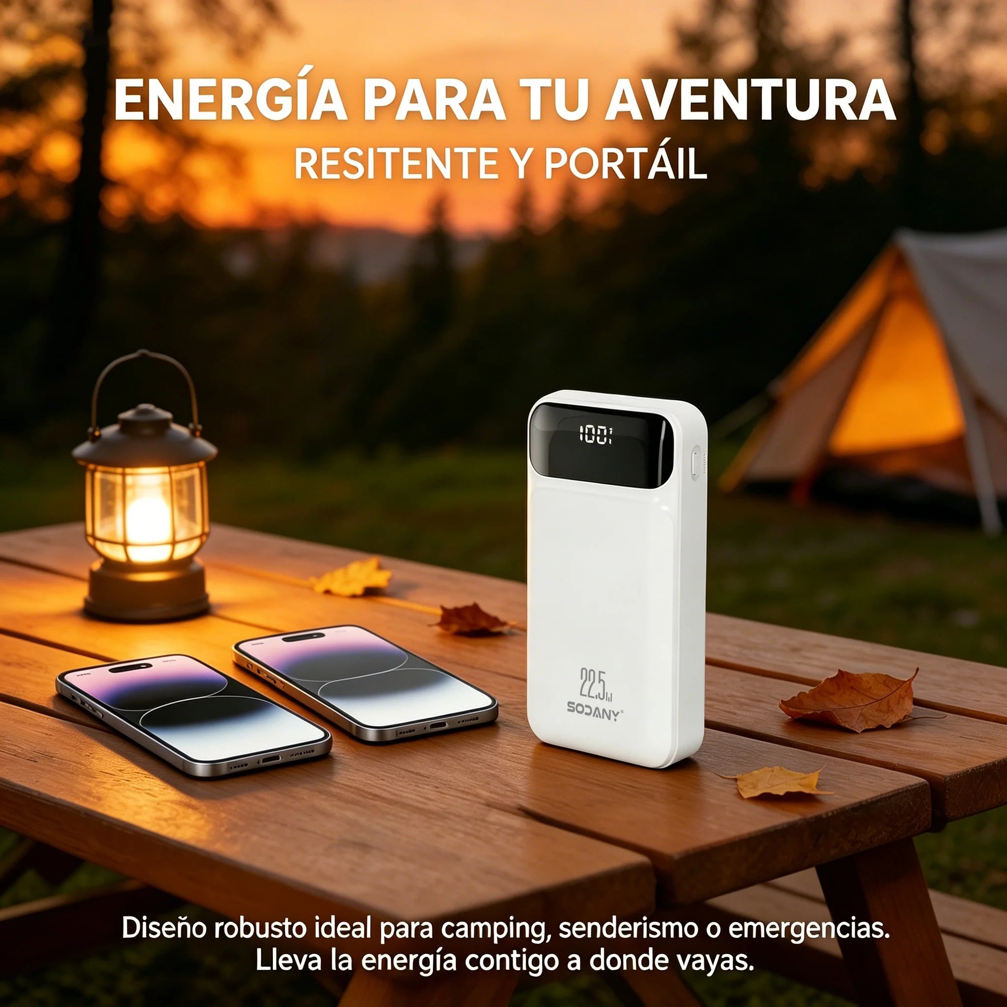 Power Bank White 20000mAh – 22.5W Fast Charging | 4 Integrated Cables With LCD Screen