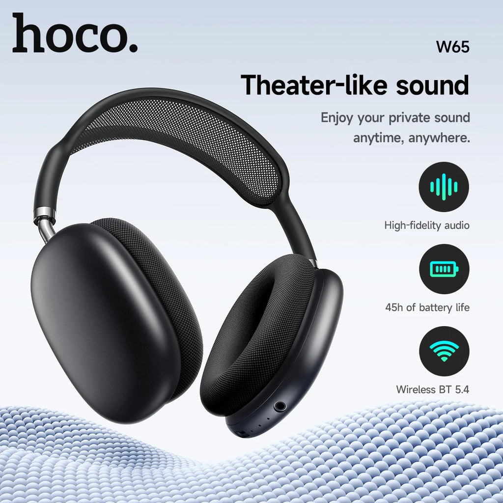 HOCO Over-Ear Headphones – Bluetooth 5.4 Wireless Stereo With Fabric Eartips | 45-Hour Battery With Microphone