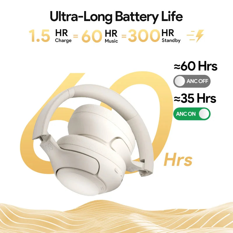 Wireless Headphones – Hybrid 43dB Noise Cancellation | Bluetooth 5.4 Hi-Res Audio
