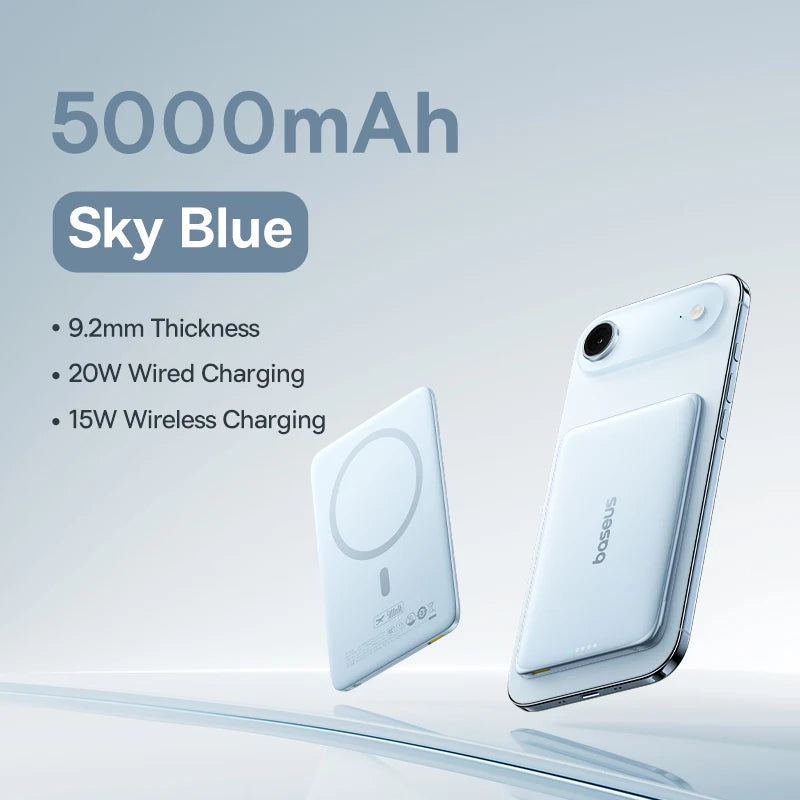 Baseus Magnetic Power Bank – 5000mAh | 15W Wireless, 20W Wired, Ultra Slim Card-Sized