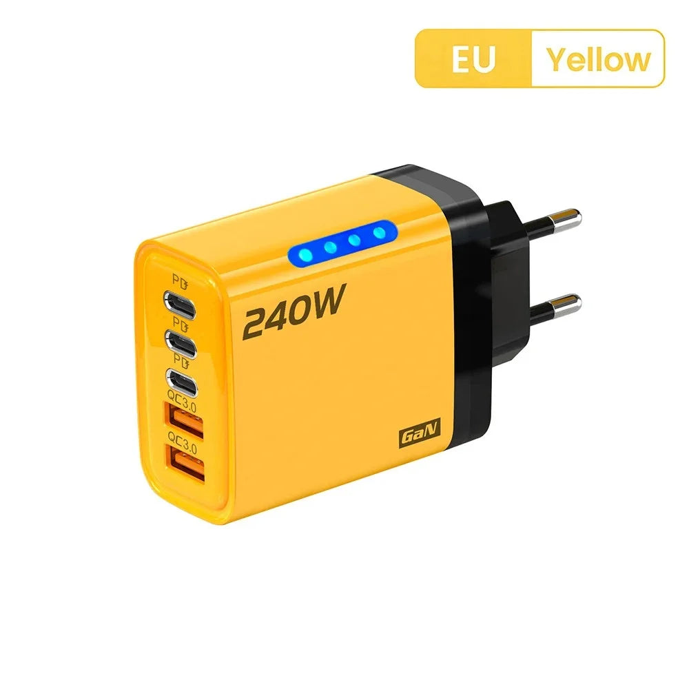 UGREEN GaN Wall Charger – 240W | 5 In 1 USB-C And USB-A Ports, EU/US Plug, Fast Charge