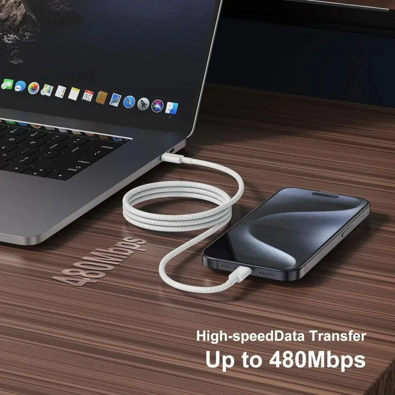 USB-C To USB-C Cable Premium Durable Nylon Braided – 100W Fast Charging | 3-Pack