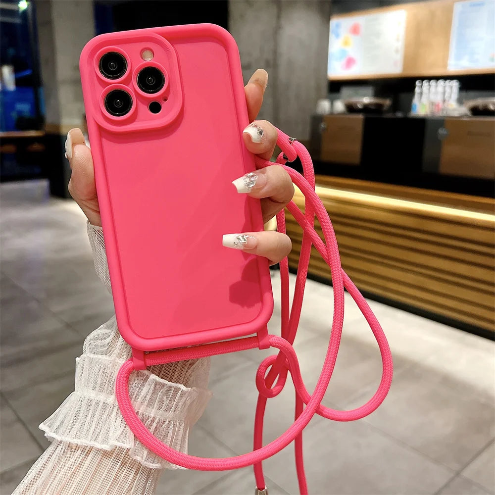 Phone Case For iPhone 14 13 15 Pro Max 12 11 X XS 8 Plus SE2022 – Crossbody Lanyard | Anti-Fingerprint