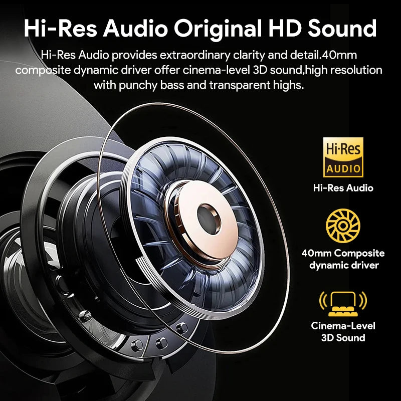 Wireless Headphones – Hybrid 43dB Noise Cancellation | Bluetooth 5.4 Hi-Res Audio