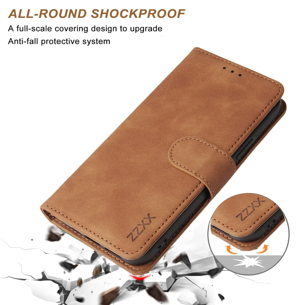 Leather Wallet Phone Case – Flip Card Slot Holder | Compatible With iPhone 8 To 16 Pro Max