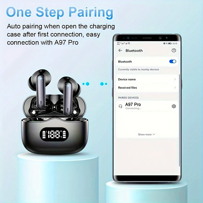 Wireless Earphones With 6 Mic ENC – 40dB Noise Cancelling | Bluetooth 5.3, LED Display
