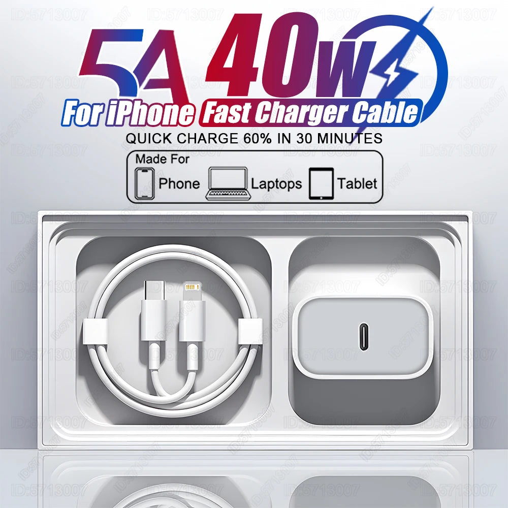 USB-C PD Charger – 40W Fast Charging | Portable Travel Power Adapter for iPhone