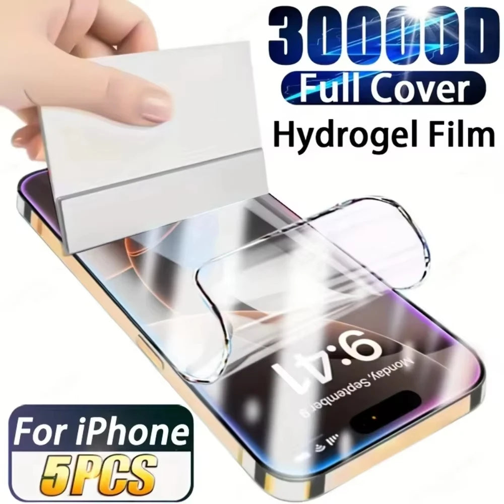 Hydrogel Front Screen Protector For iPhone 11 12 13 14 15 16 17 Pro Max – Anti-Fingerprint | HD Clarity