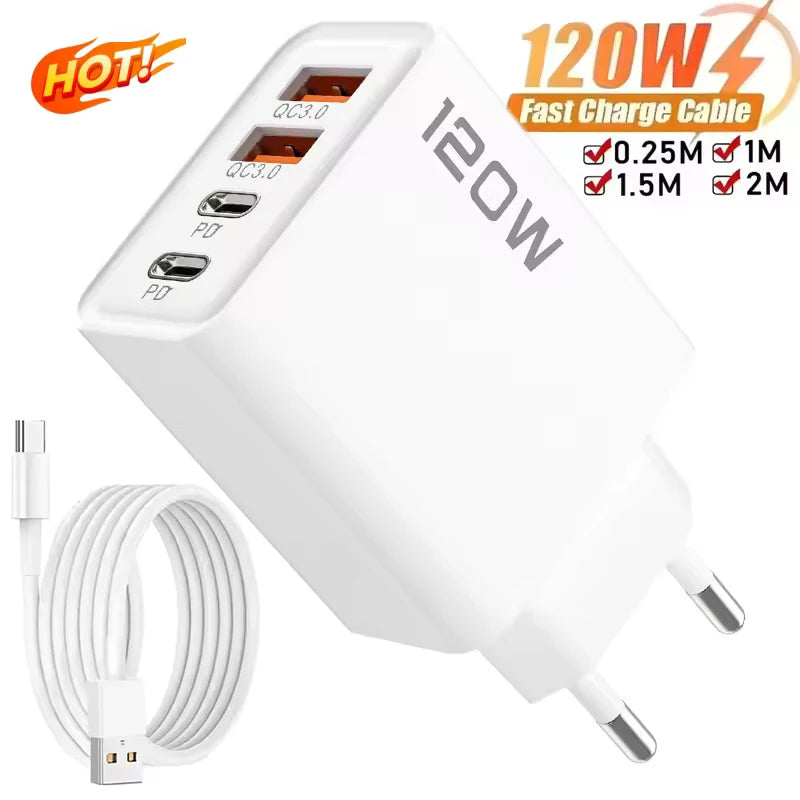 UGREEN 4-Port USB-C And USB-A Charger Station – 120W PD QC3.0 Fast Charging | Travel Ready