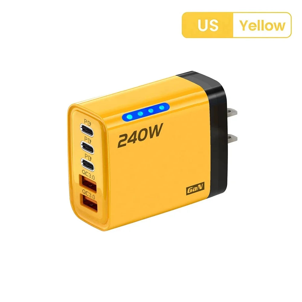 UGREEN GaN Wall Charger – 240W | 5 In 1 USB-C And USB-A Ports, EU/US Plug, Fast Charge