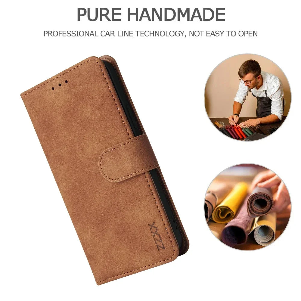Leather Wallet Phone Case – Flip Card Slot Holder | Compatible With iPhone 8 To 16 Pro Max