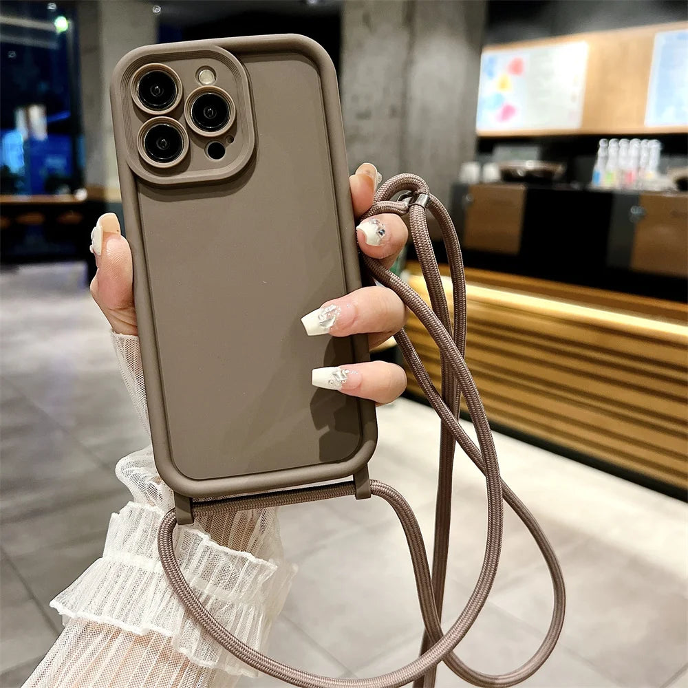 Phone Case For iPhone 14 13 15 Pro Max 12 11 X XS 8 Plus SE2022 – Crossbody Lanyard | Anti-Fingerprint