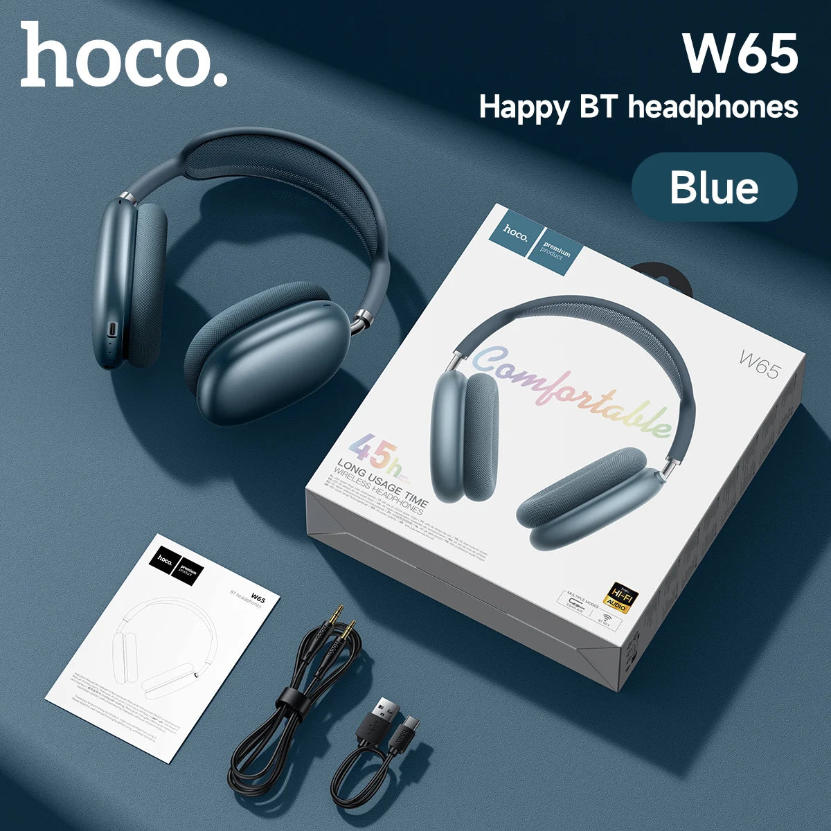 HOCO Over-Ear Headphones – Bluetooth 5.4 Wireless Stereo With Fabric Eartips | 45-Hour Battery With Microphone