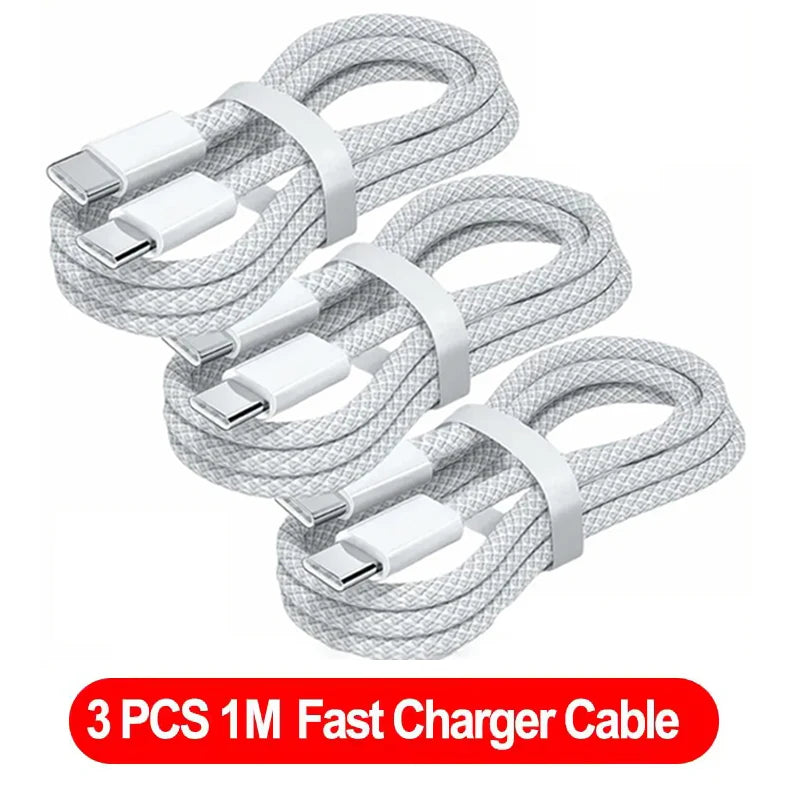 USB-C To USB-C Cable Premium Durable Nylon Braided – 100W Fast Charging | 3-Pack