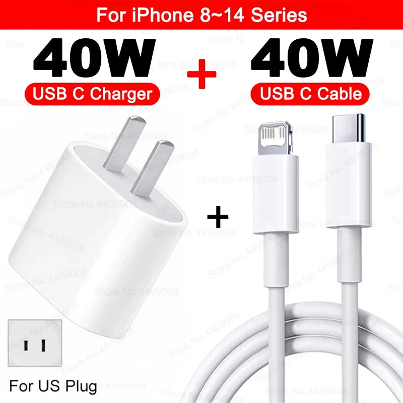 USB-C PD Charger – 40W Fast Charging | Portable Travel Power Adapter for iPhone