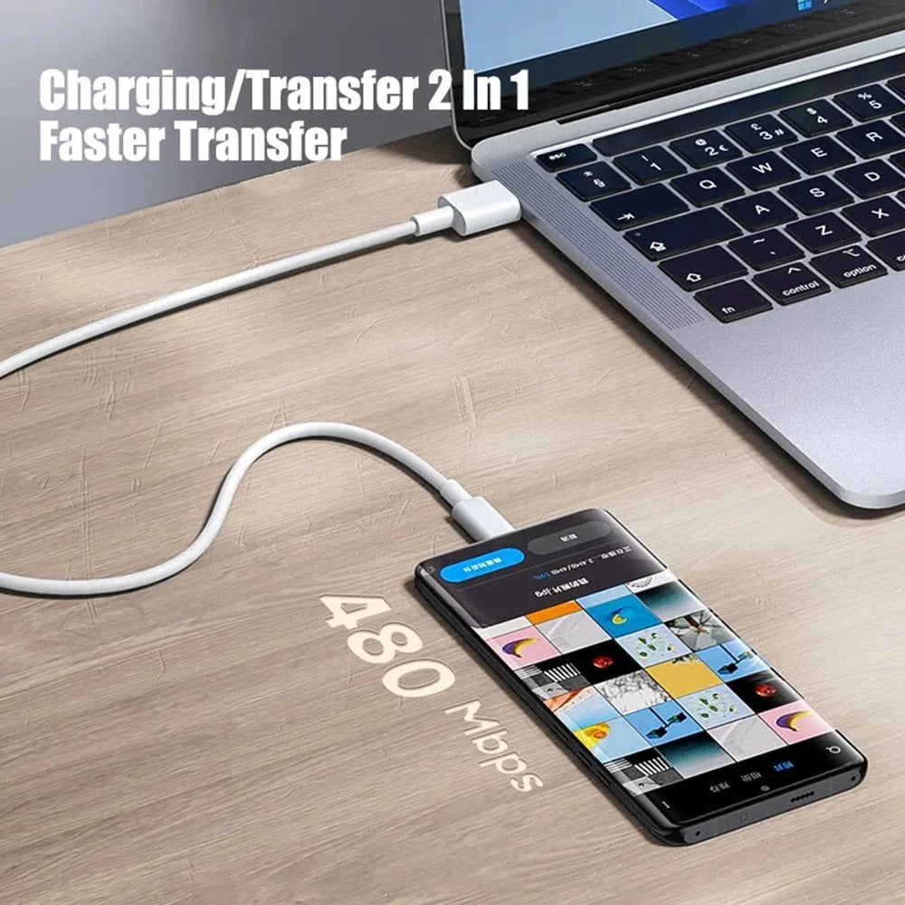 USB-C To USB-C Cable – 60W PD Fast Charge | High-Speed Data Transfer, Durable TPE Build