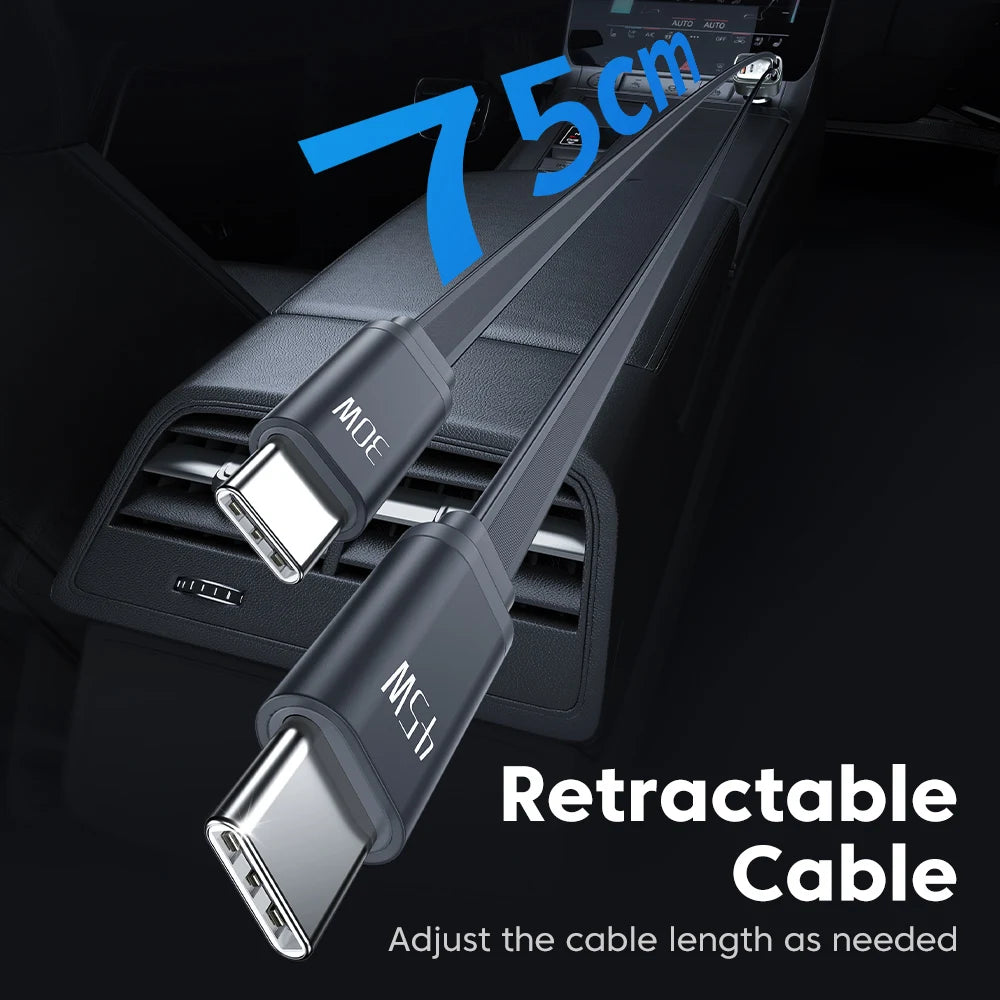 4-In-1 Retractable Car Charger – 105W Fast Charge | USB-C Cable For iPhone 16 And 15
