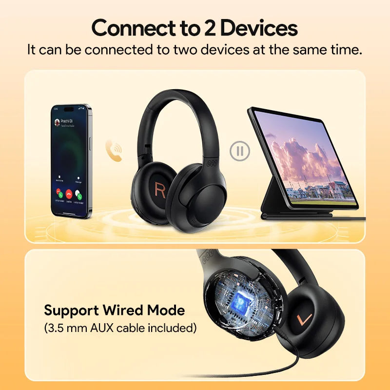 Wireless Headphones – Hybrid 43dB Noise Cancellation | Bluetooth 5.4 Hi-Res Audio