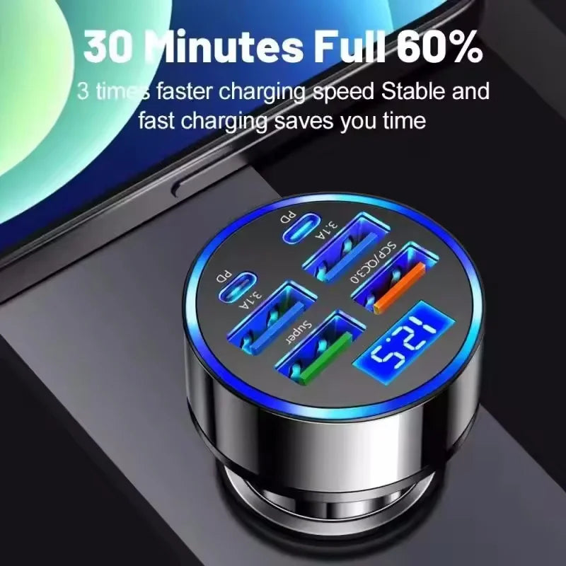 USB C Car Charger – 120W Power Delivery | QC3.0 USB PD Type-C For iPhone Samsung Huawei Xiaomi