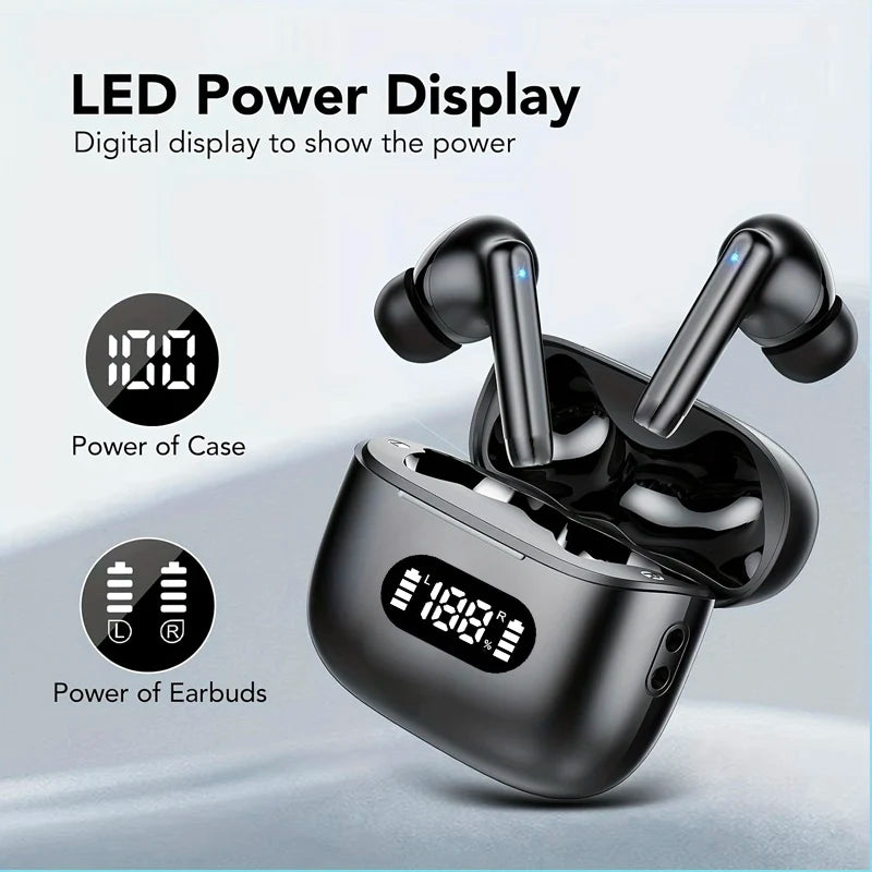Wireless Earphones With 6 Mic ENC – 40dB Noise Cancelling | Bluetooth 5.3, LED Display