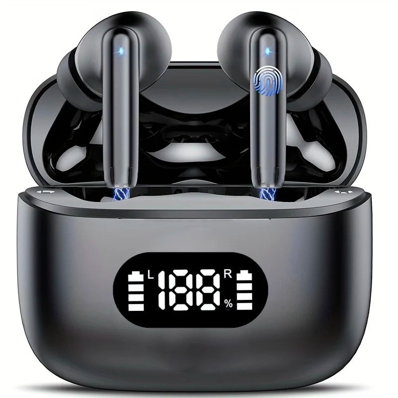 Wireless Earphones With 6 Mic ENC – 40dB Noise Cancelling | Bluetooth 5.3, LED Display