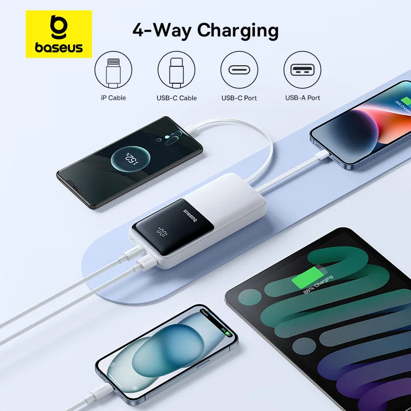 Baseus Power Bank 20000mAh Li-Polymer Battery Pack – 22.5W PD Fast Charging | LCD Display