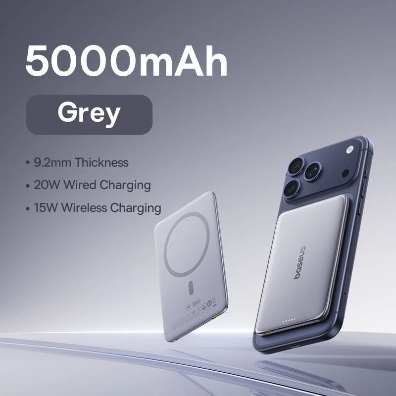 Baseus Magnetic Power Bank – 5000mAh | 15W Wireless, 20W Wired, Ultra Slim Card-Sized