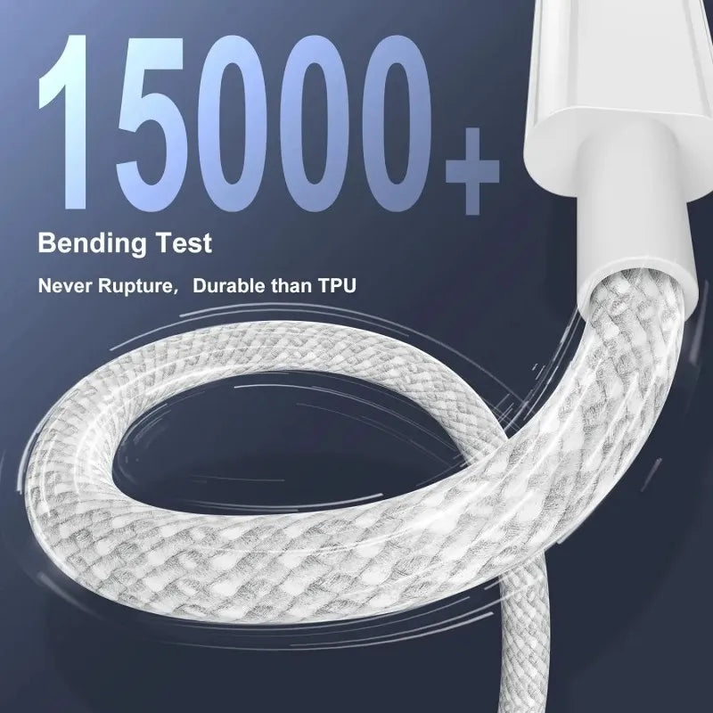 USB-C To USB-C Cable Premium Durable Nylon Braided – 100W Fast Charging | 3-Pack
